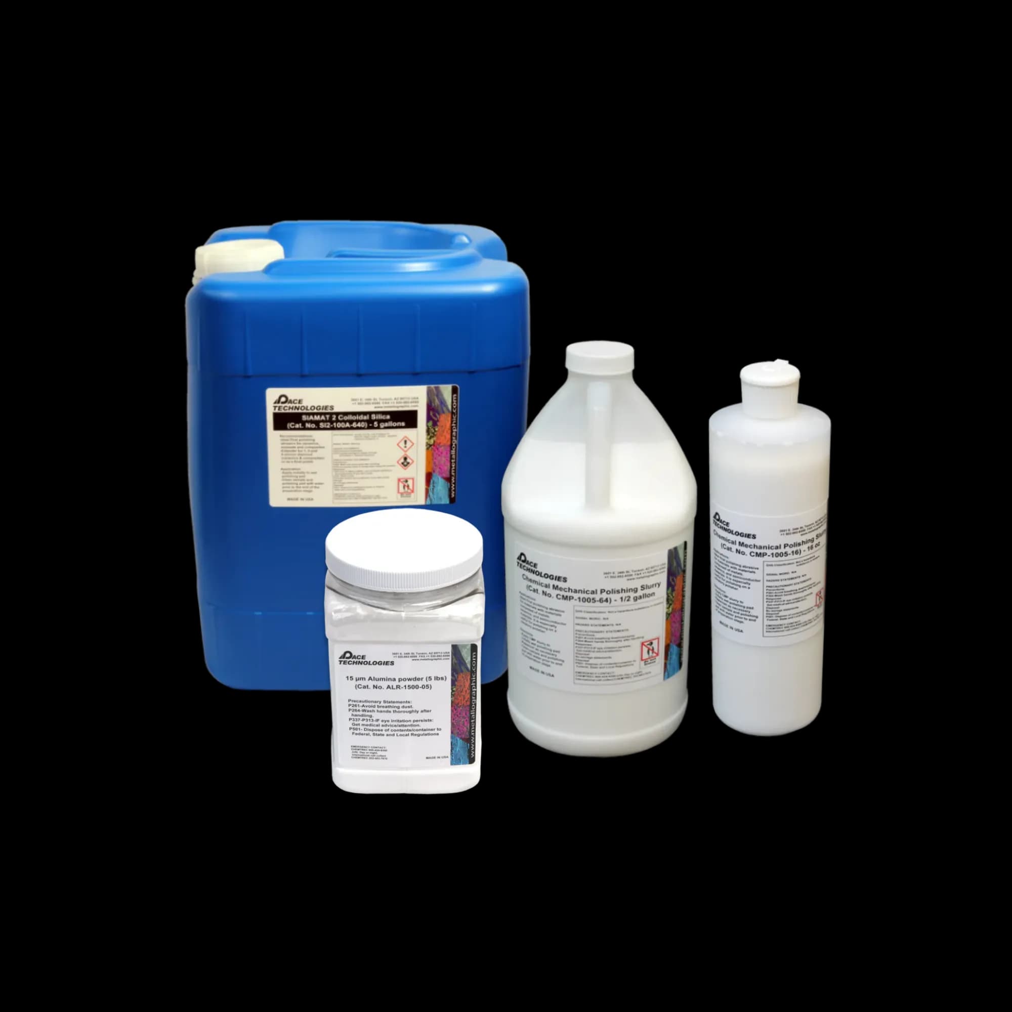 Final polishing and analysis consumables for metallographic samples