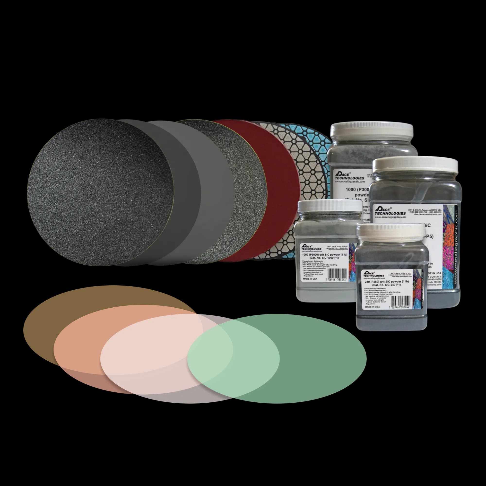 Grinding and lapping consumables for metallographic sample preparation Silicon carbide grinding papers and lapping consumables for metallographic sample preparation, abrasive grit sizes for grinding procedures