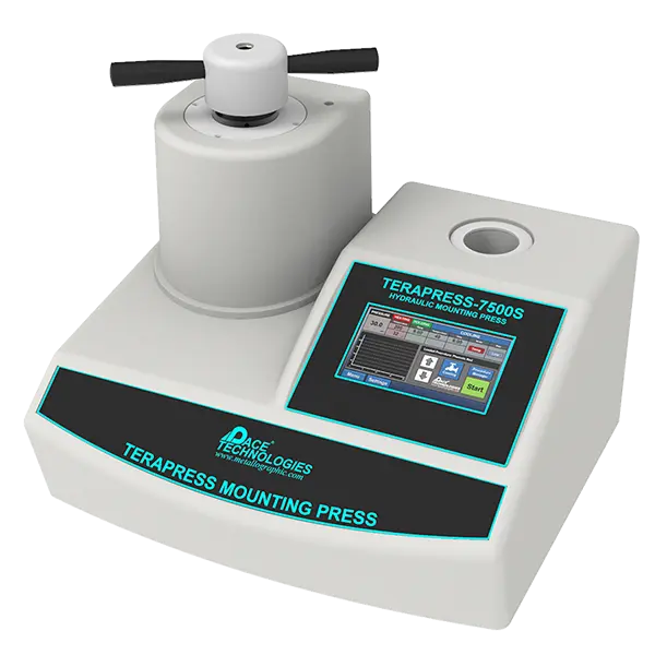 Hydraulic compression mounting press for metallographic samples